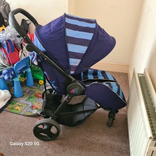 Blue striped stroller - striped,